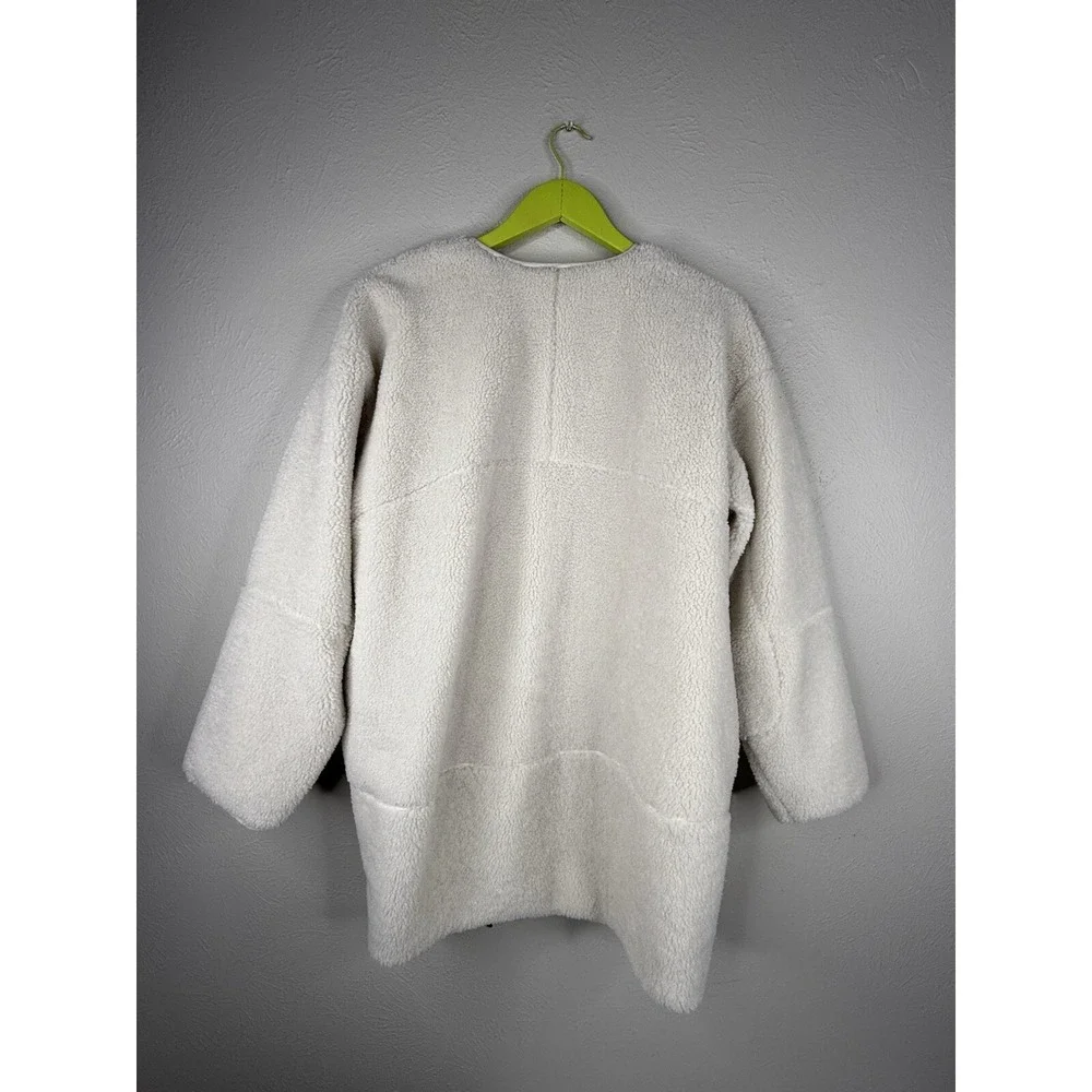 Lululemon Cream So Sherpa Textured Teddy Coat Fleece Collarless Jacket 8 Fleece